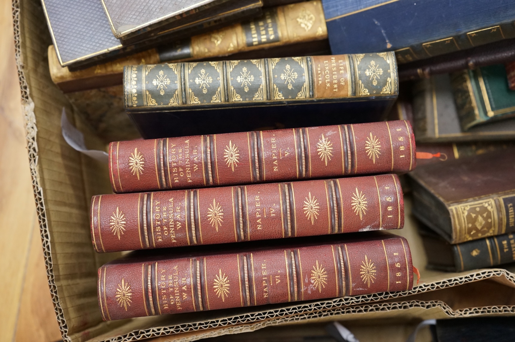 Symmons, Charles - The Life of John Milton. 2nd edition. portrait frontis. and folded facsimile; old half calf and marbled boards, roy.8vo. 1810; together with a quantity of other antiquarian books in calf and morocco bi